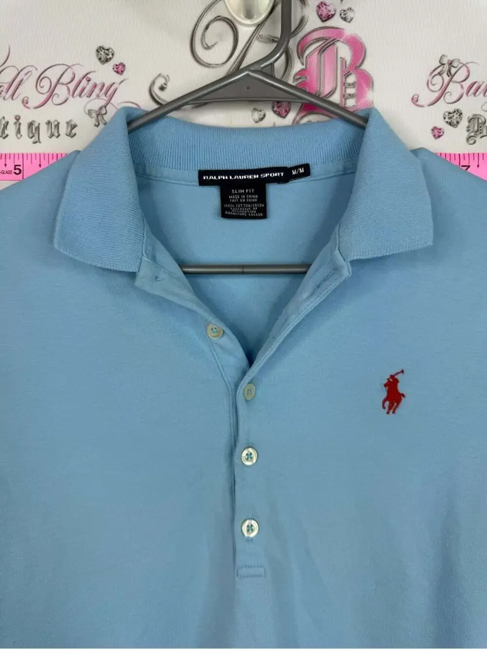 Ralph Lauren sport polo tshirt Light Blue Polo with Red Pony Embroidery